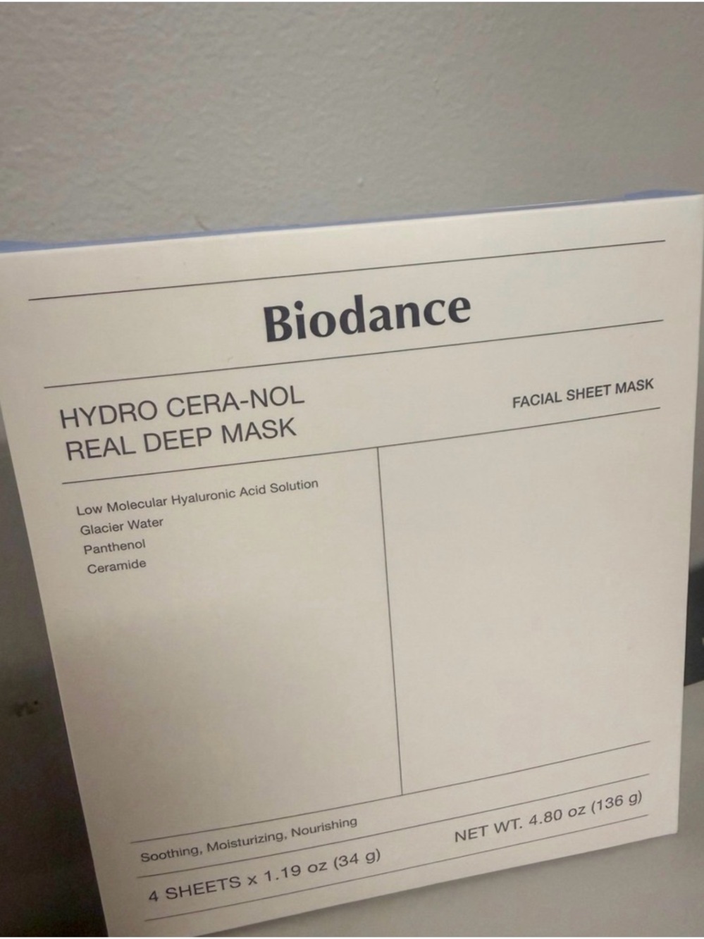 Biodance Hydro Cera-Nol Real Deep Mask – White Facial Sheet Mask (4 Pack)